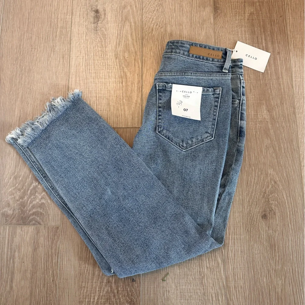 Cello Medium Blue Distressed Cropped Jeans - Picture 2 of 5